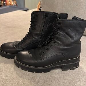 Sam Edelman Leather Lug Sole Combat Boots - black - Size 9.5
